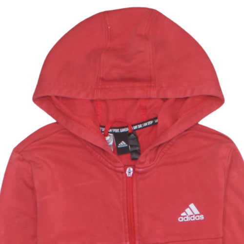 Additional view of Adidas boys’ red full zip hoodie 14 years logo sportswear fleece top