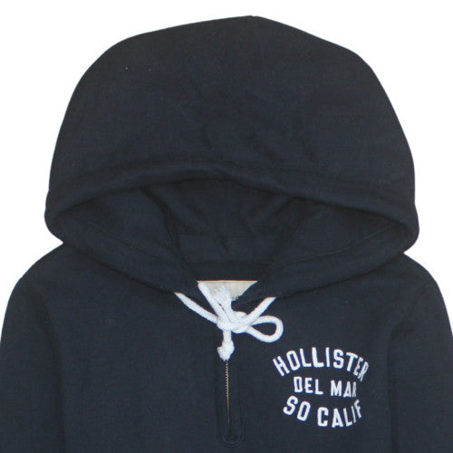 Mens UK Size M Hollister Black 1/2 Zip Hoodie