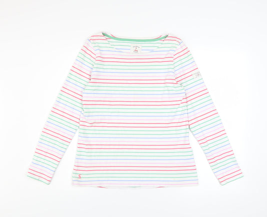 Joules Women's Multicoloured Striped Cotton Long Sleeve T-Shirt UK 10