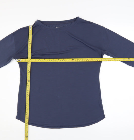 Columbia Women Navy Long Sleeve Basic T-Shirt Size S Polyester Blend