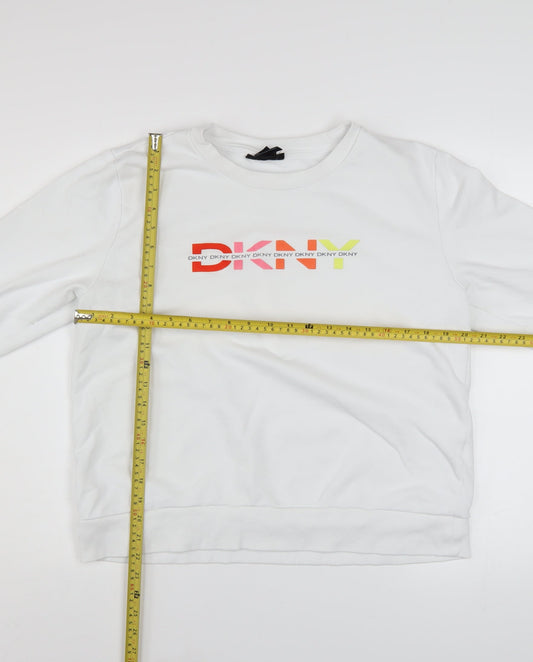 Womens UK Size M DKNY White Pullover Sweatshirt