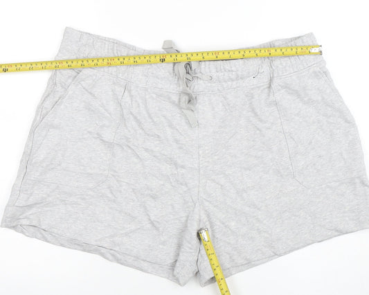 Marks and Spencer Women Grey Size 22 Sweat Shorts Drawstring Cotton Blend