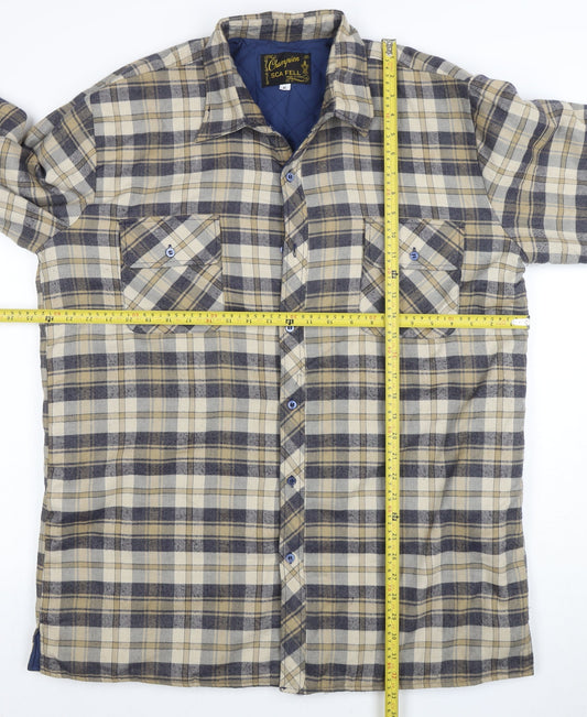Champion SCA FELL Men's Beige Check Flannel Lined Jacket XL
