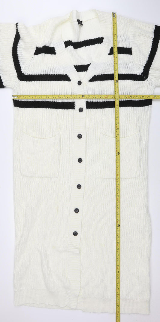 In The Style Women’s White Striped Jumper Dress Size 18 Long Sleeve Knit