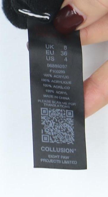 Womens UK Size 8 COLLUSION Black Pullover Jumper