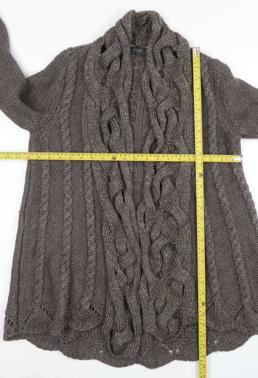 Marks and Spencer Women Brown Cable Knit Long Sleeve Cardigan Size 12