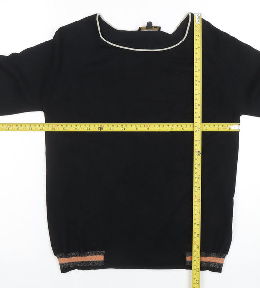 Womens UK Size 8 1.2.3 Paris Black Basic Blouse