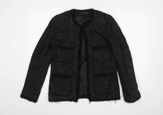 Additional front view of Zara Woman Black Bouclé Lined Blazer Jacket XS