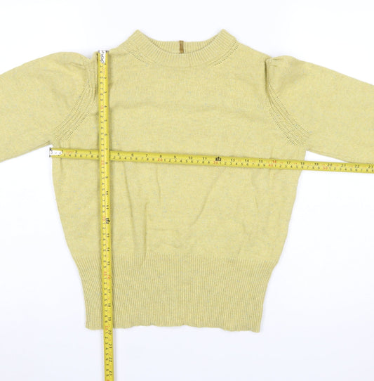 Marks and Spencer Per Una Women's Yellow Mock Neck Jumper Size 12