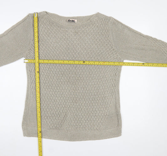 Marks and Spencer Women Beige Size 16 Knit 3/4 Sleeve Jumper