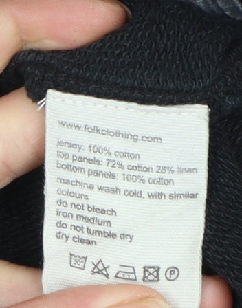 Mens UK Size M Folk Black Henley Sweatshirt