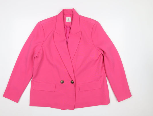Additional front view of Tu Woman Pink Double-Breasted Blazer, size 14, Regular Fit