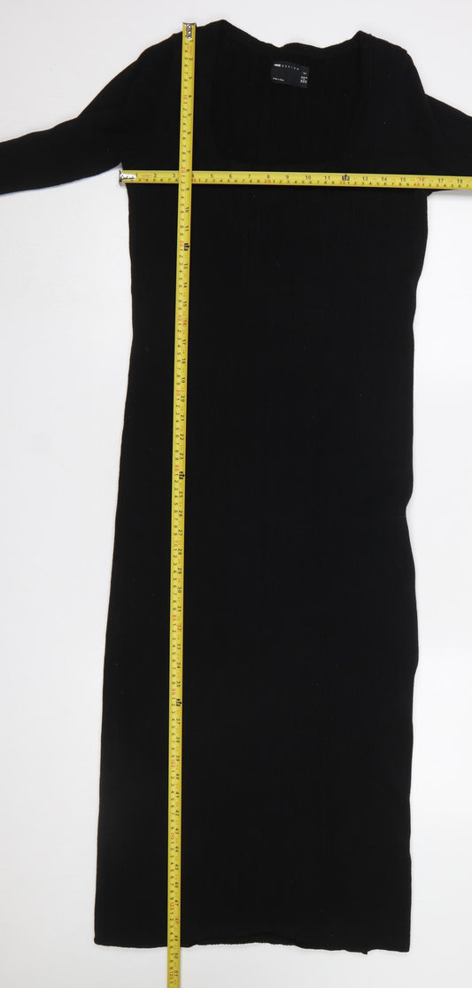 ASOS DESIGN Women Black Size 12 Bodycon Midi Long Sleeve Dress