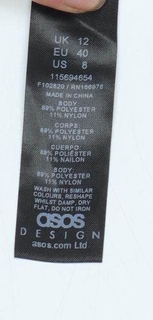 Brand and care label for ASOS DESIGN Women Black, size 12, Bodycon Midi Long Sleeve Dress