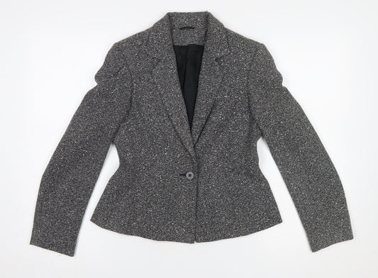 Additional front view of Principles Petite Grey Tweed One Button Blazer Jacket, size 8