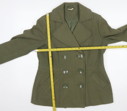 Cotton Traders Womens Green Size 12 Pea Coat Mid-Length Jacket