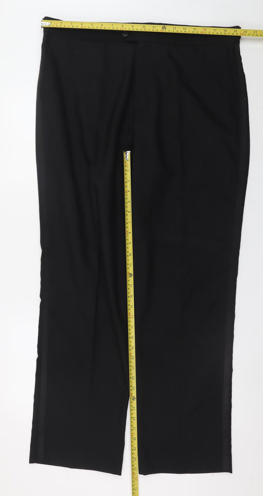 Mens UK Size 40R Charlton Gray Regular Fit Dress Pants Black Trousers