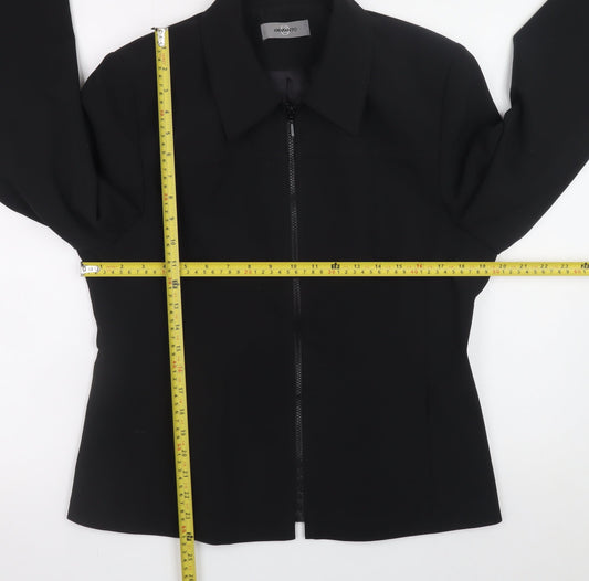 Amaranto Women Black Size 14 Slim Fit Full Zip Jacket