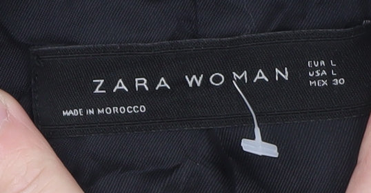 Brand and care label for Zara Woman Grey Checked Long Overcoat Lined Coat, size L