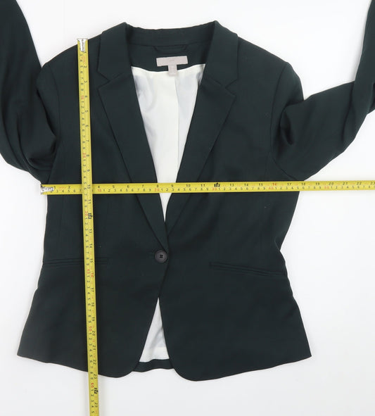 H&M Women Black Blazer UK 14 Classic Single-Breasted Jacket