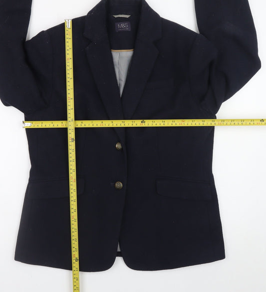 Marks and Spencer Womens Blue Wool Blend Blazer Jacket UK 14