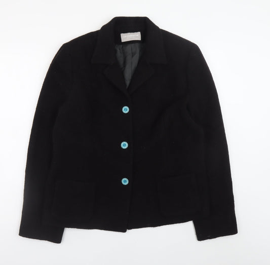 Liz Claiborne Women's Black Wool Blend Blazer Size 14 Classic Fit