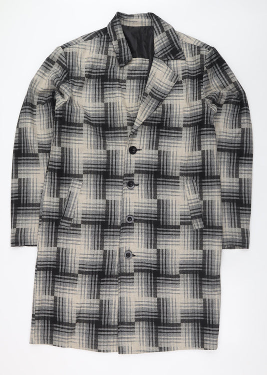 Bolongaro Trevor Women’s Grey Check Wool Blend Long Overcoat M