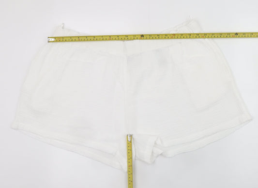 Marks and Spencer Women White Cotton Relaxed Shorts Size 22