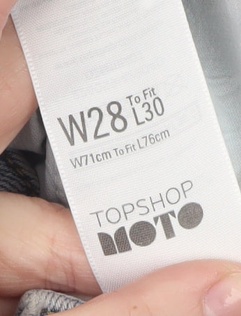 Brand and care label for Topshop Moto Blue Denim High Rise Shorts W28 - unisex casual retro