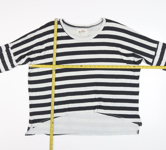 A Postcard from Brighton Women's Black Striped Long Sleeve T-Shirt Size 2