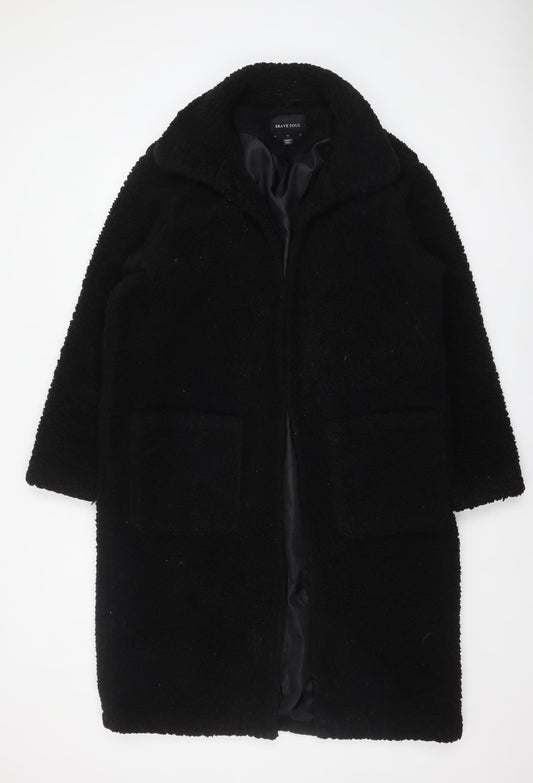 Womens UK Size 12 Brave Soul Black Overcoat