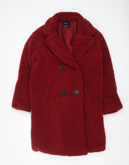 Womens UK Size XS Bershka Red Overcoat