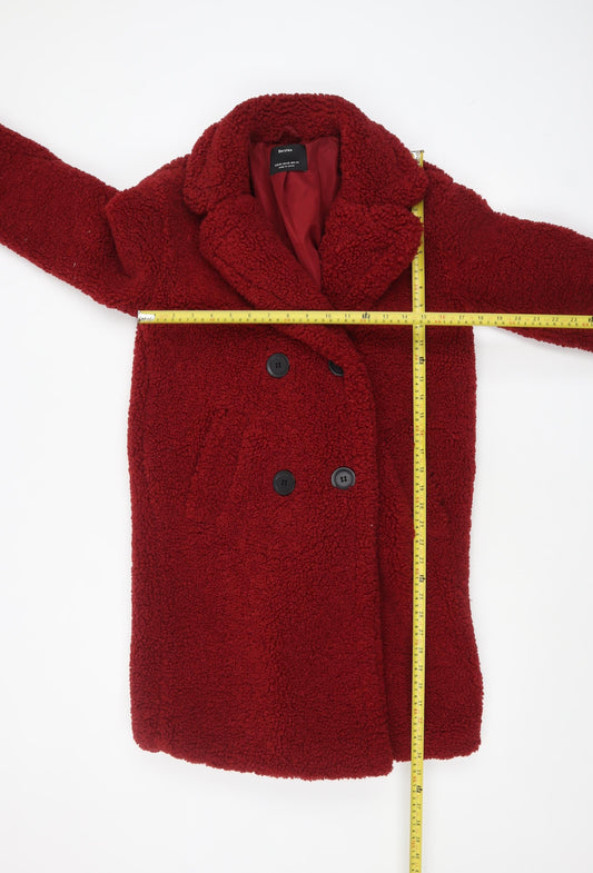 Womens UK Size XS Bershka Red Overcoat