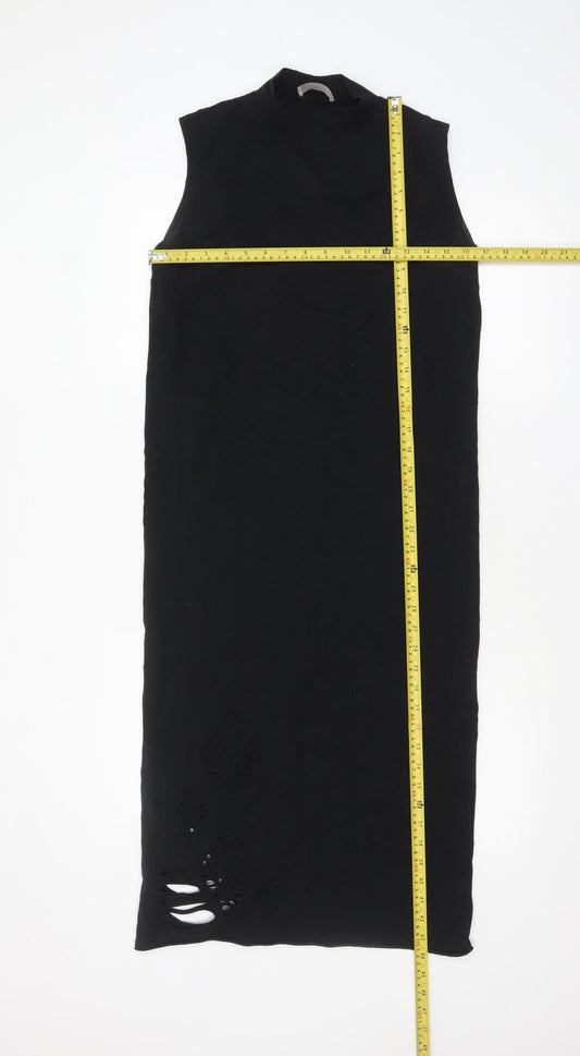 Label Lab Women Black Size 10 Sleeveless Long Bodycon Dress