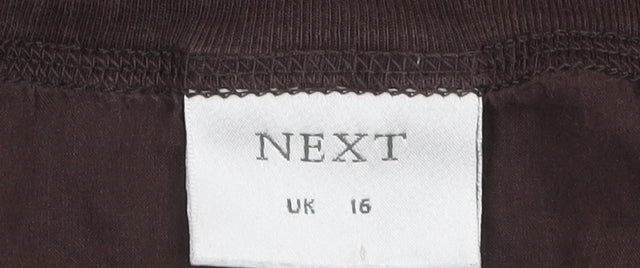 Next Women Brown Long Sleeve Cotton Jersey Top UK 16
