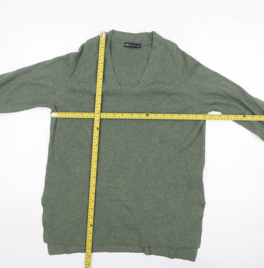 Marks and Spencer Women's Green V-Neck Knit Jumper Size 10