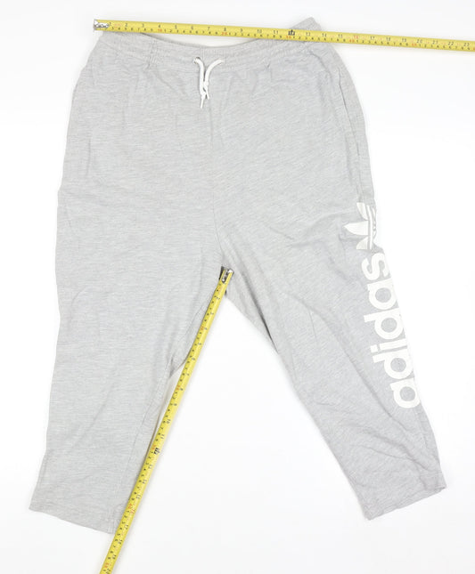 Adidas Women Grey Jogger Sweatpants Size 10 Lightweight Cotton Blend