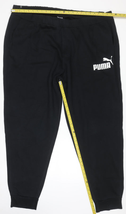 Puma Men's Black Fleece Jogger Trousers Size L Regular Fit Sportswear