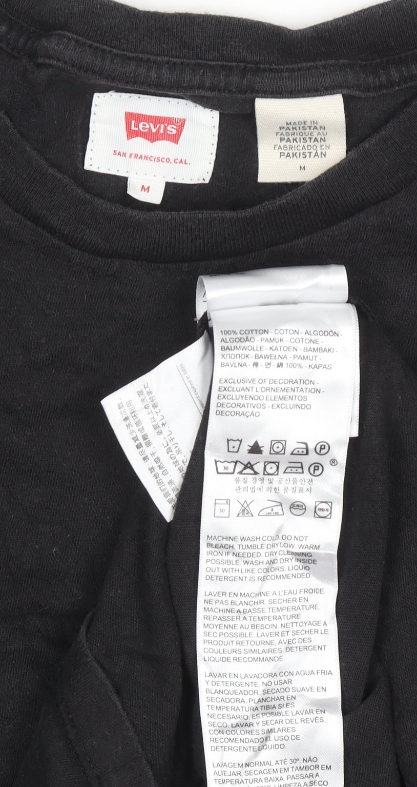 Levi's Men's Black Cotton Crew Neck Short Sleeve Regular Fit T-Shirt M