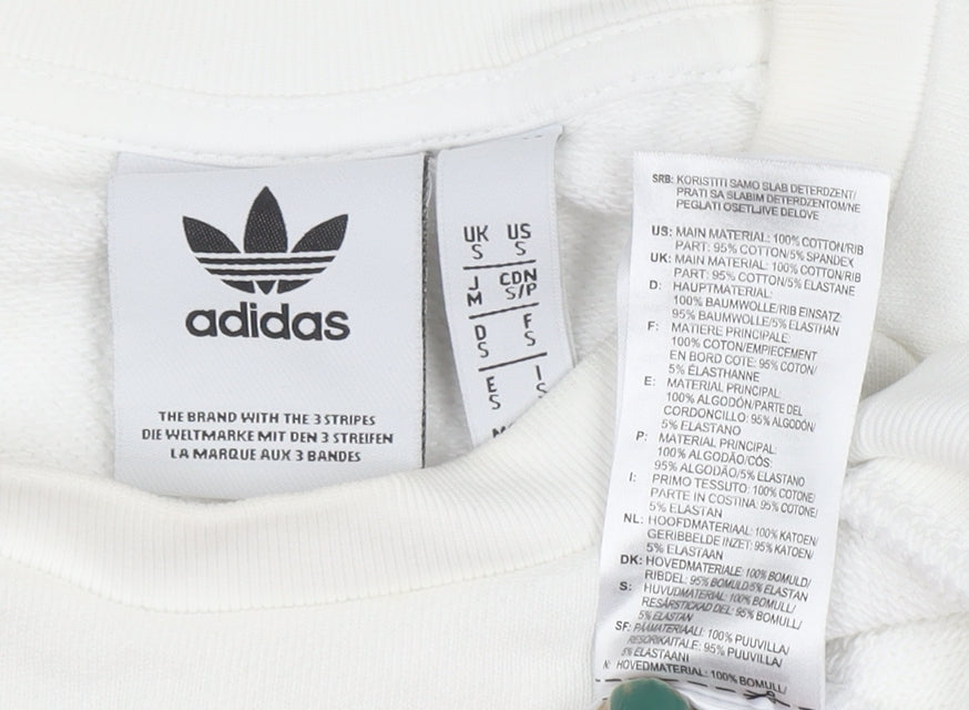 Mens UK Size S adidas White Pullover Sweatshirt