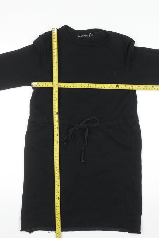 PrettyLittleThing Women Black Size 6 Long Sleeve T-Shirt Dress