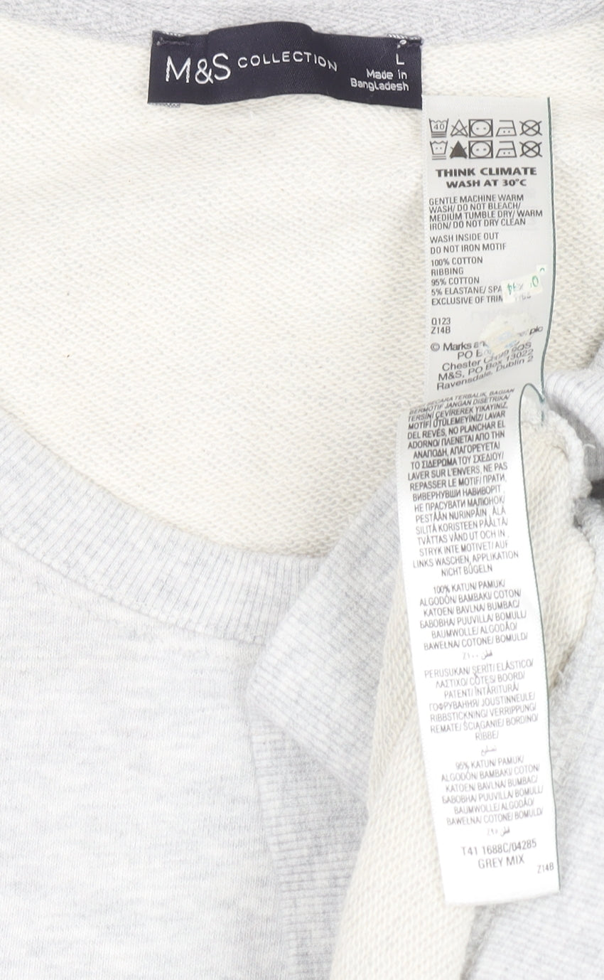 Womens UK Size L Marks and Spencer Grey Pullover Sweatshirt
