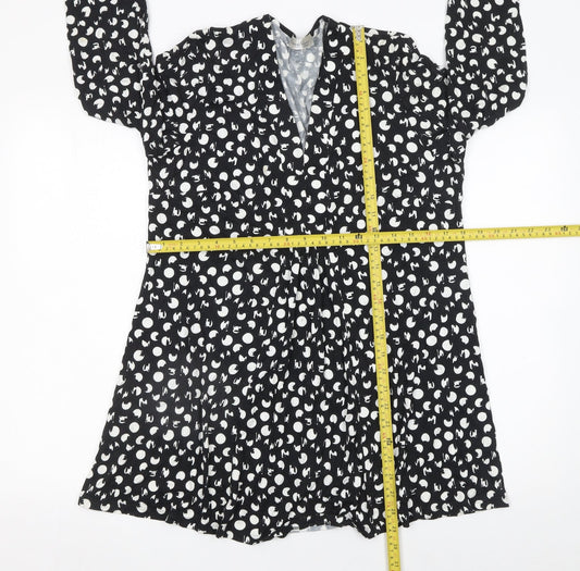 David Nieper Women’s Black Polka Dot Wrap Dress Size 16 Viscose Elastane