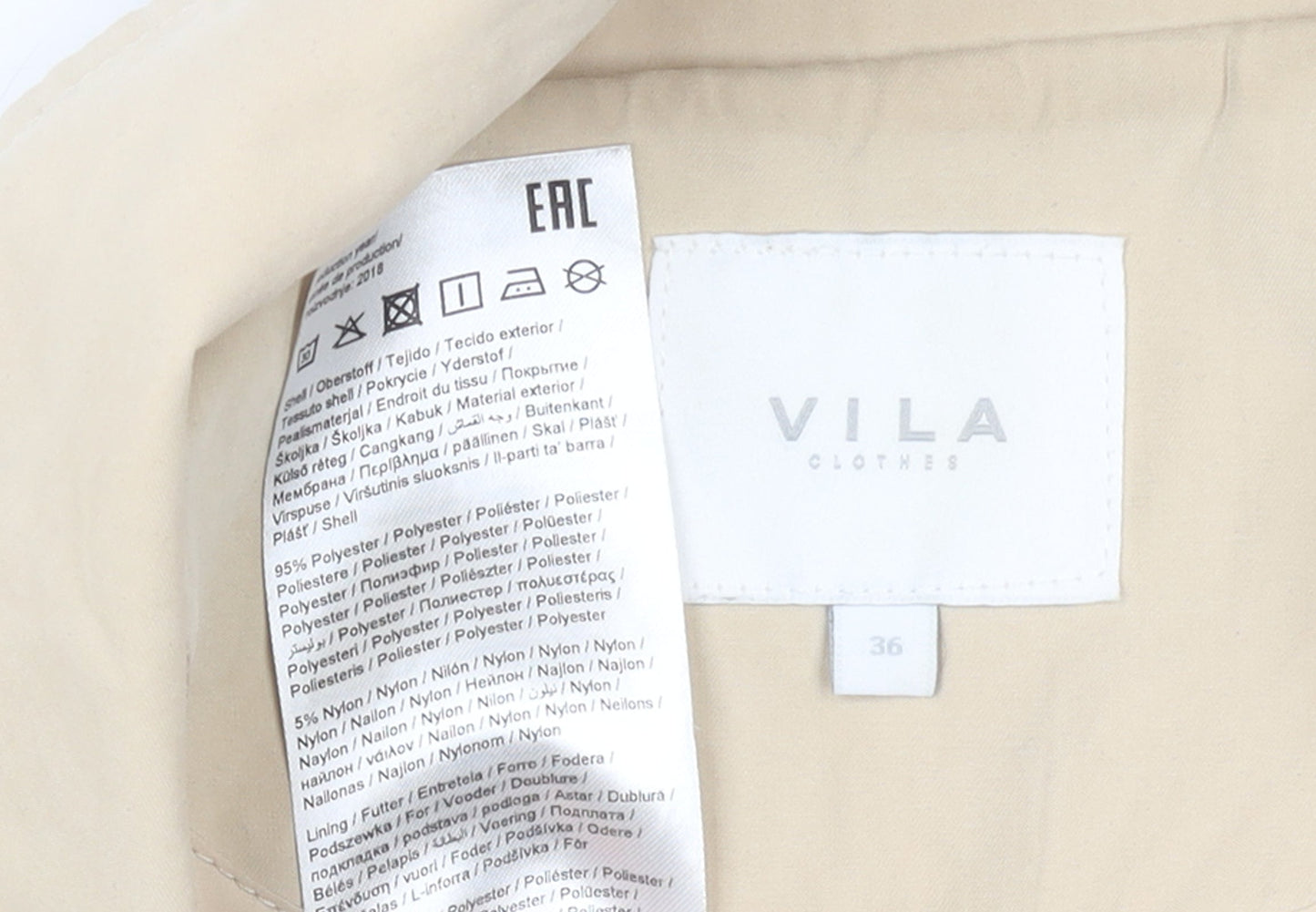 Womens UK Size 8 VILA Beige Trench Coat