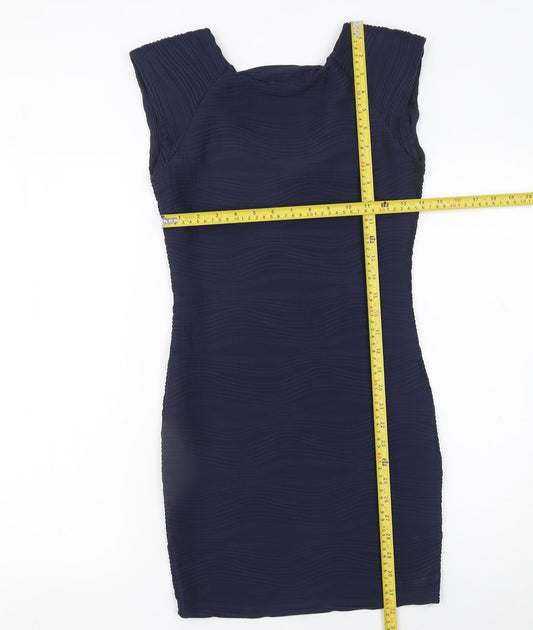 AX Paris Women's Blue Bodycon Scoop Neck Sleeveless Dress Size 10