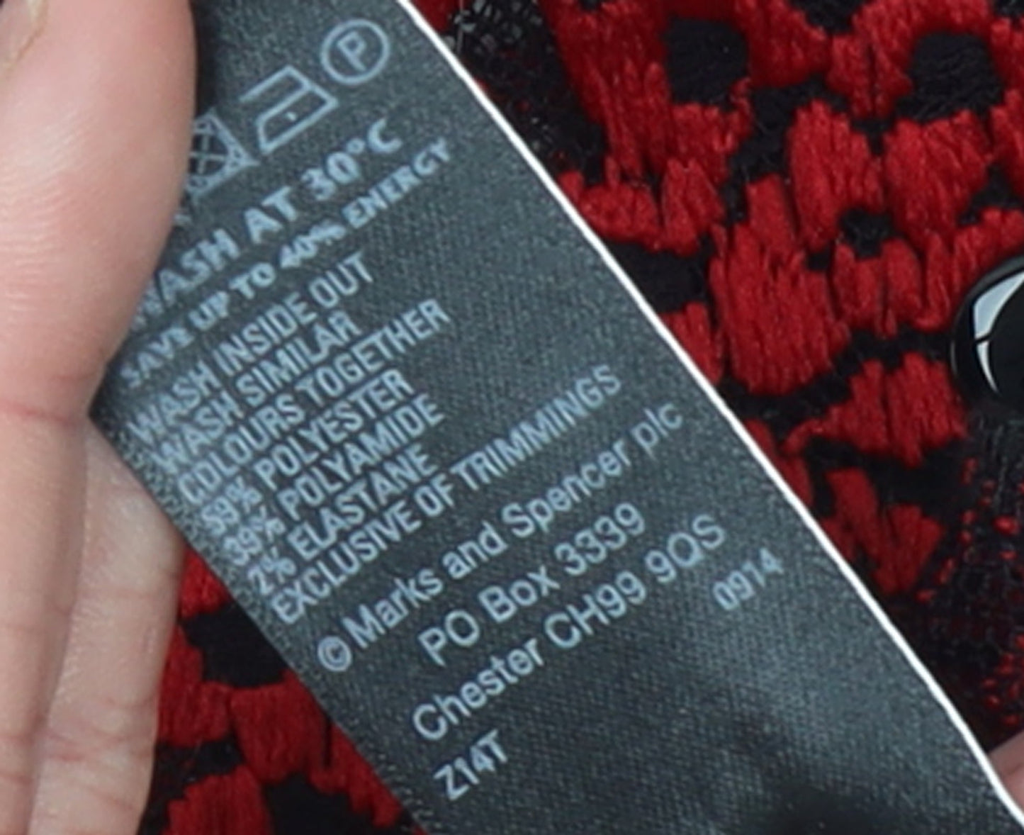Womens UK Size 14 Marks and Spencer Red Lace Blouse