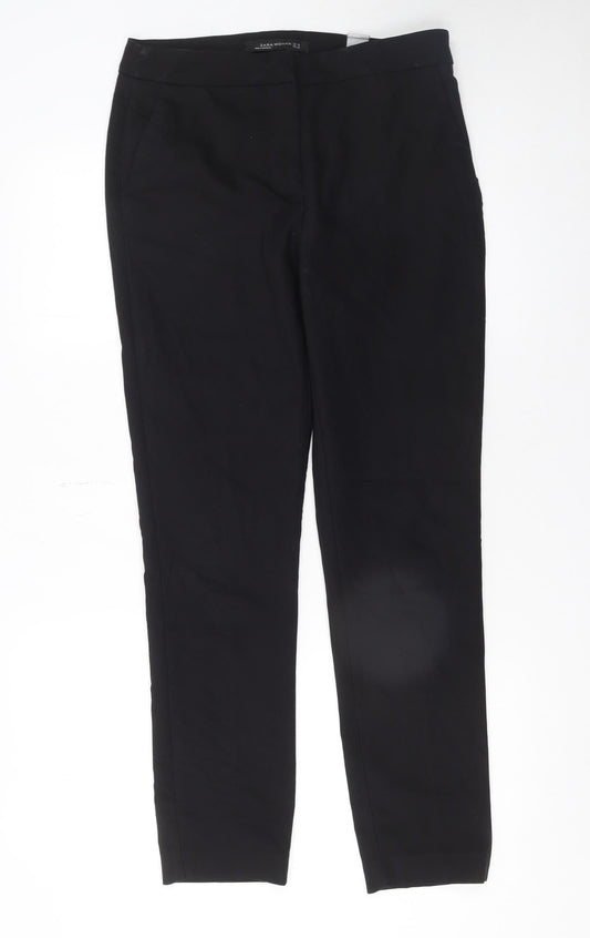 Zara Womens Woman Black Slim Fit Tapered Trousers Size 10