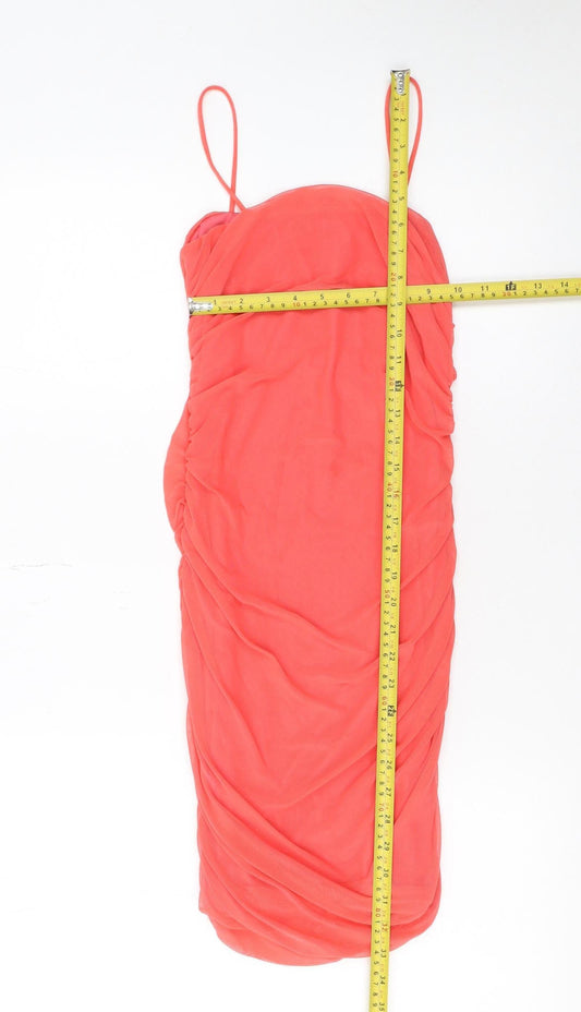 Select Women’s Pink Ruched Bodycon Sleeveless Short Dress Size 8