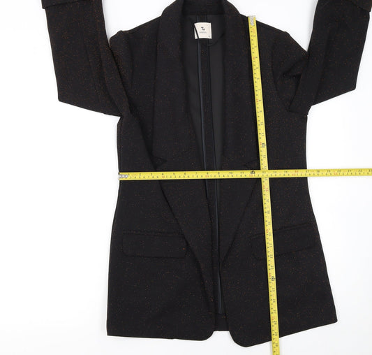Tu Women Black Metallic Blazer Size 10 Classic Single-Breasted Jacket