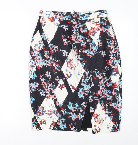 Additional front view of L.K. Bennett Women Multicoloured Floral Silk Blend Pencil Skirt UK 10